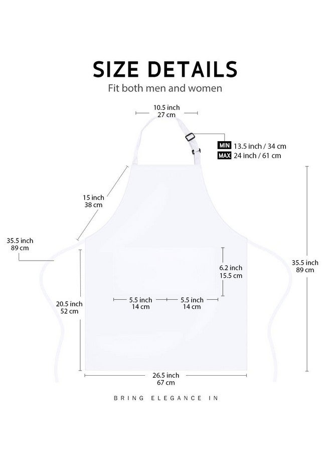 Syntus Syntus 12 Pack Bib Apron, Unisex Aprons Adjustable 100% Cotton with 2 Pockets Cooking Kitchen Aprons for Women Men Chef, BBQ Drawing Apron Bulk, White  - Image 2