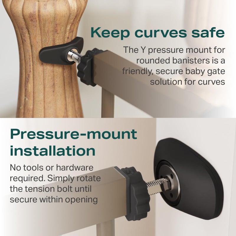 Cumbor 29.7-46" Baby Gate for Stairs, Mom's Choice Awards Winner-Auto Close Dog Gate for the House, Easy Install Pressure Mounted Pet Gates for Doorways, Easy Walk Thru Wide Safety Gate for Dog, Brown - Image 4