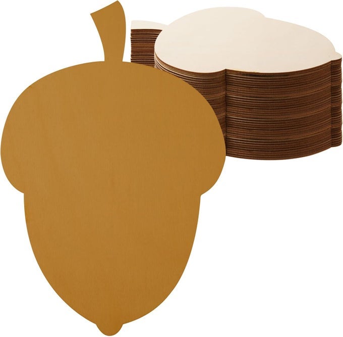 12 PCS WOODEN ACORN CUTOUTS UNFINISHED WOODEN ACORN SHAPE CUTOUTS BLANK WOOD SLICES THANKSGIVING SIGNS ORNAMENTS FOR DIY DOOR HANGER CRAFT AUTUMN PARTY HOME DECORATIONS 1181 X 827 INCH
