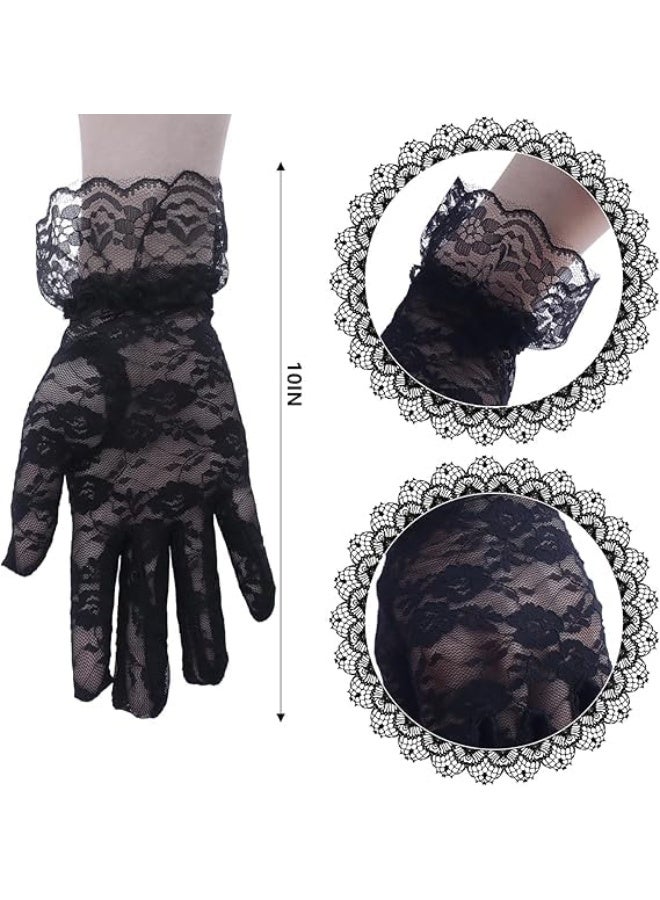 HZYH Black Lace Masquerade Mask and Gloves for Women, Elegant Halloween Costume Accessories for Party, Cosplay, Prom and Masquerade Ball Outfits - Image 4