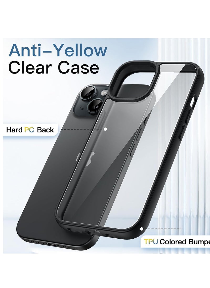 Generic - Case Compatible With iPhone 15+ Plus/iPhone 14 Plus 6.7-Inch, Crystal Clear Case [Not Yellowing] [Drop Protection] Shockproof Case Transparent Protective Slim Cover Phone (Black) - Image 1