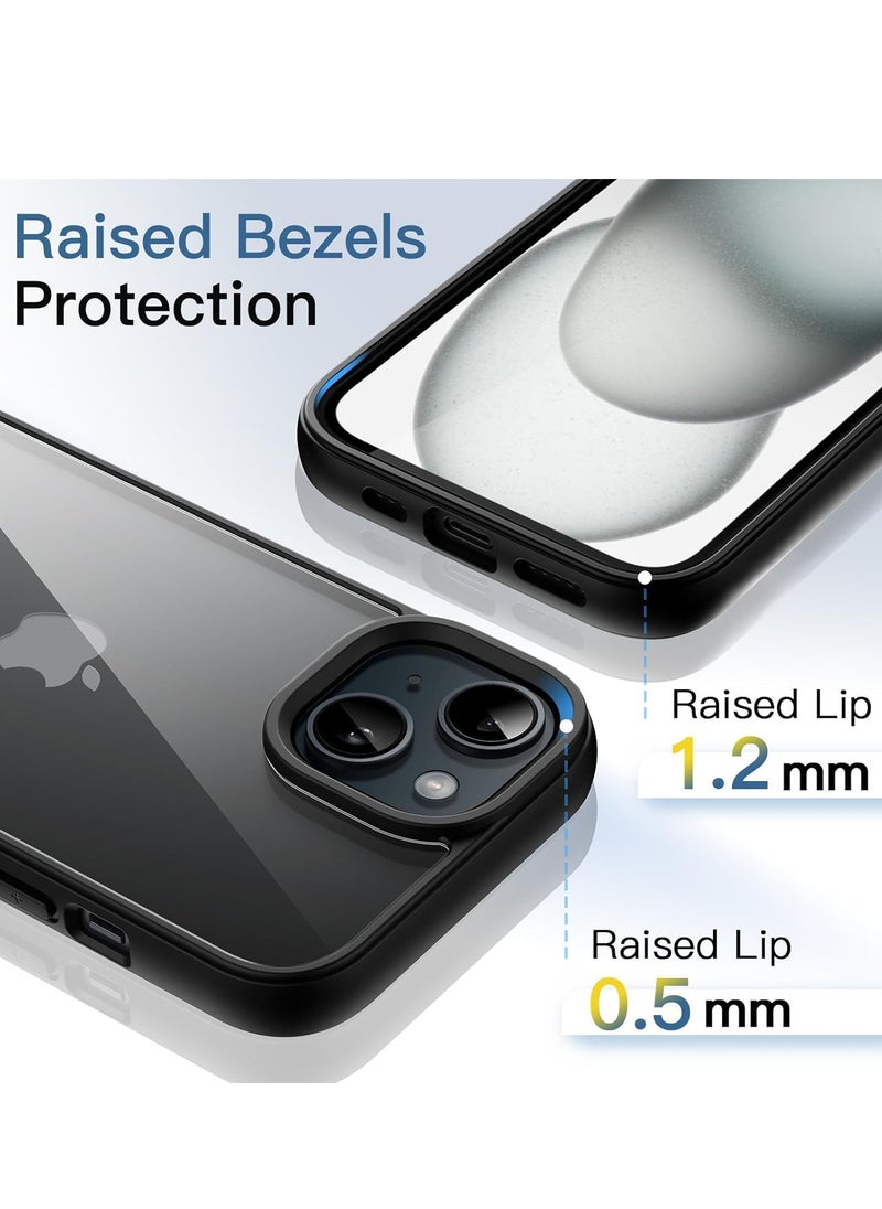 Generic - Case Compatible With iPhone 15+ Plus/iPhone 14 Plus 6.7-Inch, Crystal Clear Case [Not Yellowing] [Drop Protection] Shockproof Case Transparent Protective Slim Cover Phone (Black) - Image 1