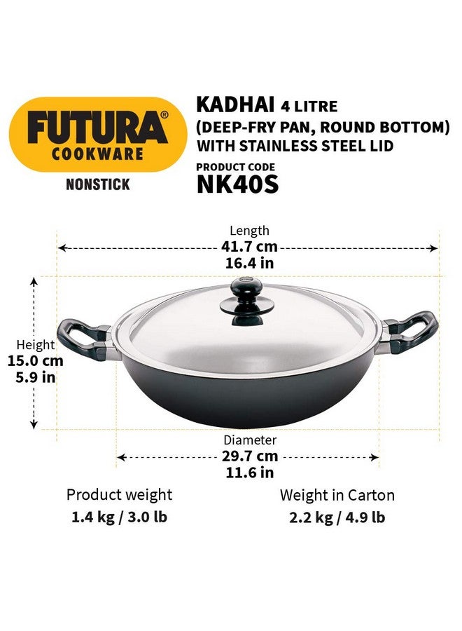 Hawkins Futura Nonstick Kadhai 4 L, 30 cm, 3.25 mm with SS lid - Image 3