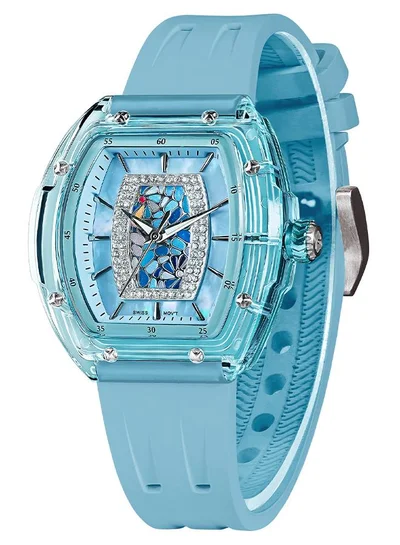TSAR BOMBA Nucleus Femme Series 35mm Women's Watch with Blue Premium Rubber Strap