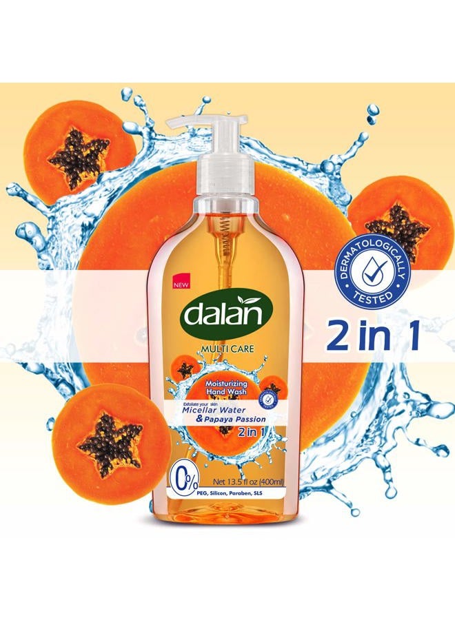 Dalan Papaya Passion Multicare Ultra Moisturizing Liquid Hand Soap for Normal and Dry Hands Fresh Clean and Soft Feeling (13.5 Fl Oz / 400 mL (Pack of 3)) - Image 4