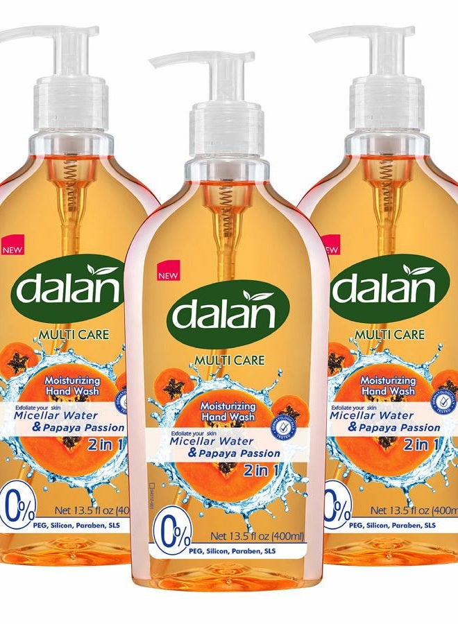 Dalan Papaya Passion Multicare Ultra Moisturizing Liquid Hand Soap for Normal and Dry Hands Fresh Clean and Soft Feeling (13.5 Fl Oz / 400 mL (Pack of 3)) - Image 1