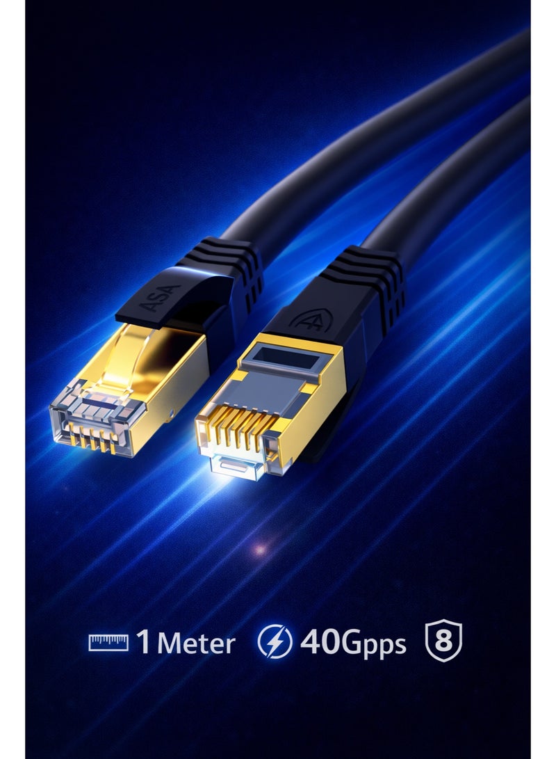 ASA Cat8 Ethernet Cable High Speed 40Gbps 2000MHz RJ45 Shielded LAN Cable - Image 1