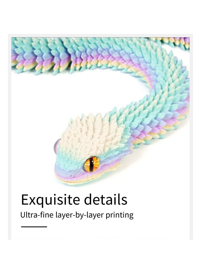 3D printed snake toy model with movable joints, three-dimensional shape animal decorations, gift color: gradient color, 40 cm,"Random Gradient Color"  - Image 3