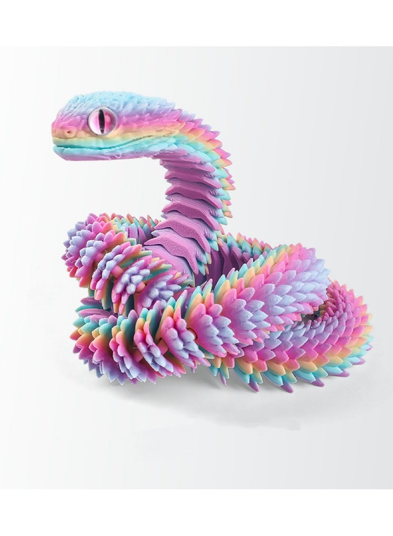 3D printed snake toy model with movable joints, three-dimensional shape animal decorations, gift color: gradient color, 40 cm,"Random Gradient Color"  - Image 1
