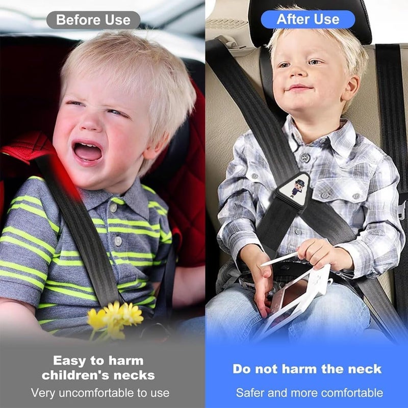 Goodern Kids Seat Belt Adjuster,Adjustable Car Seatbelt with Clips Car Universal Seatbelt Adjuster to Protect Child's Neck and Face,Comfort Neck Protector Belt for Children's Travel Essential-Black - Image 2
