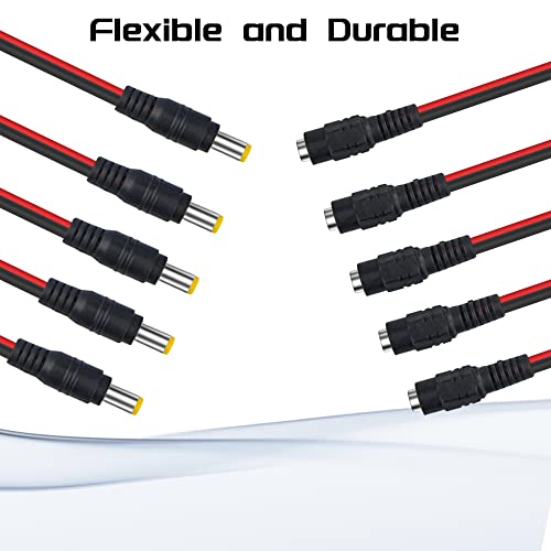 WMYCONGCONG 40 PCS DC Power Pigtail Cable Adapter 2.1mm x 5.5 mm Male and Female Connector for CCTV DVR Camera Lead Plug Pigtail Cable - Image 5