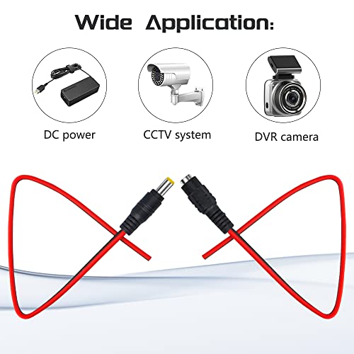 WMYCONGCONG 40 PCS DC Power Pigtail Cable Adapter 2.1mm x 5.5 mm Male and Female Connector for CCTV DVR Camera Lead Plug Pigtail Cable - Image 3