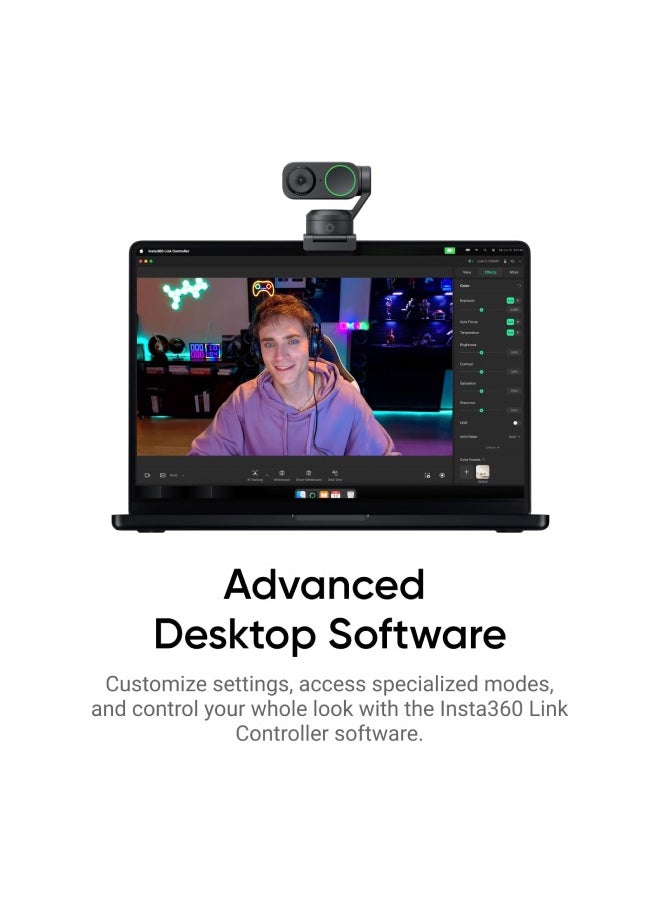 Insta360 - LINK 2 | AI Powered Webcam with Gimbal, 4K, DSLR Quality, Solo/Multiple Face Tracking, Gesture Control, for On-Line Presentations, Conference, Streaming, Zoom, Teams Video Calls - Graphite Black - Image 1