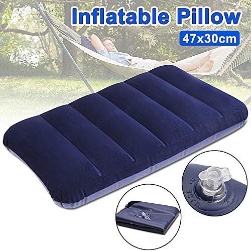 Pavan Ecommerce Velvet Travel air Inflatable Pillow Sleeping Travel Train Cushion Sleeping Bag Backpacking Pillow Soft Comfortable Air Inflatable Travel Tourist Pillow Blue Air Pillow 4  - Image 3