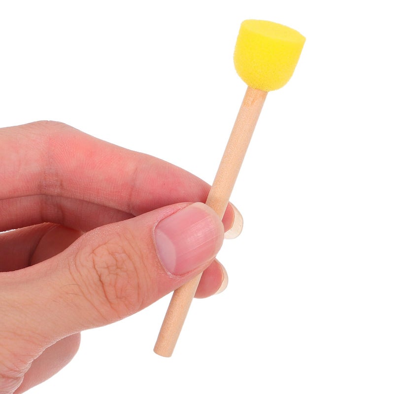 100pcs Round Sponge Paint Brushes With Wood Handles For DIY Craft Painting - Image 5