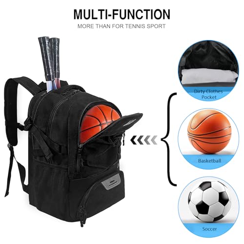 WOLT Tennis Bag - Large Tennis Racket Backpack for Men & Women - Ventilated Shoe Compartment - Holds 2 Rackets - Image 2