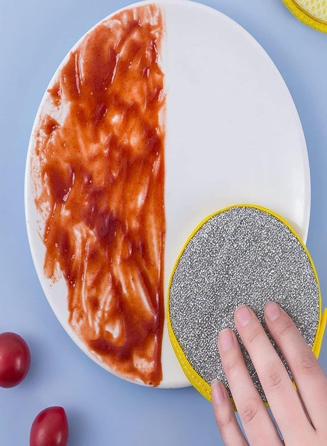 KESHAVAM Non-Scratch Steel Wire Dish Scrubber with Soft Sponge, Double-Sided Round Cleaning Pad for Utensils, Plates, Pots, Kitchen Sink & Cookware (Pack of 5) - Image 5