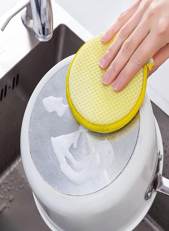 KESHAVAM Non-Scratch Steel Wire Dish Scrubber with Soft Sponge, Double-Sided Round Cleaning Pad for Utensils, Plates, Pots, Kitchen Sink & Cookware (Pack of 5) - Image 3