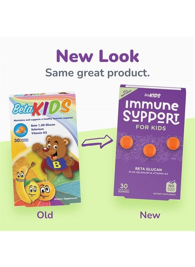 Beta Kids - Immune Support Gummies for Kids – with Beta Glucan, Selenium, and Vitamin D3 – All Natural, Non-GMO – Kids Chewable Vitamin (30 ct) - Image 1