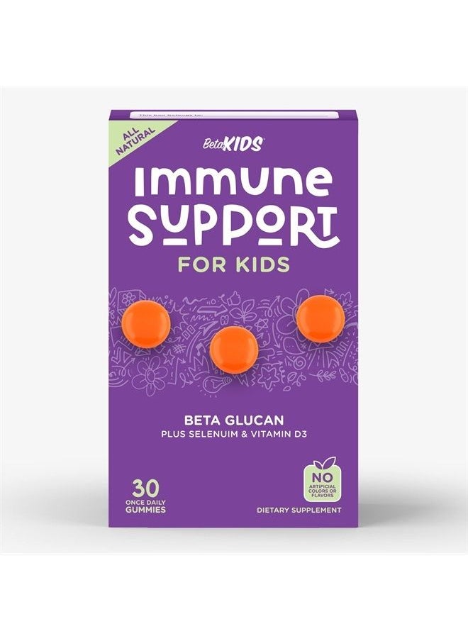 Beta Kids - Immune Support Gummies for Kids – with Beta Glucan, Selenium, and Vitamin D3 – All Natural, Non-GMO – Kids Chewable Vitamin (30 ct) - Image 1