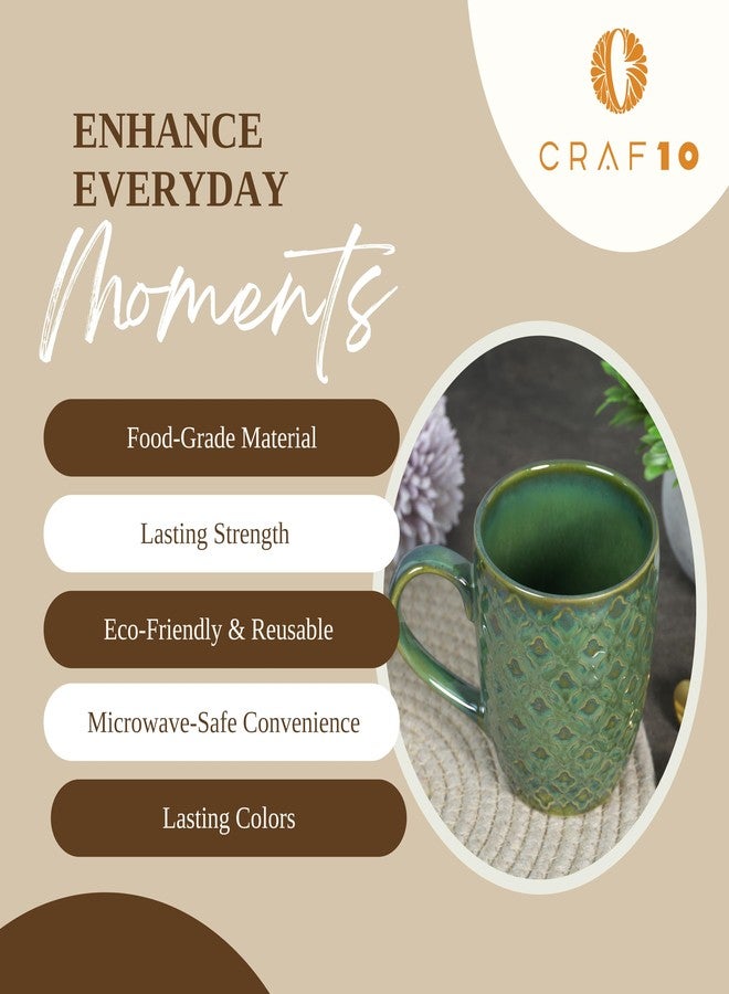 CRAF10 كوب شاي/قهوة سيراميك من CRAF10 Glaze Studio - قطعة واحدة، 330 مل، طلاء تفاعلي، أنيق ومتين، للاستخدام المكتبي، لون اليشم - Image 4