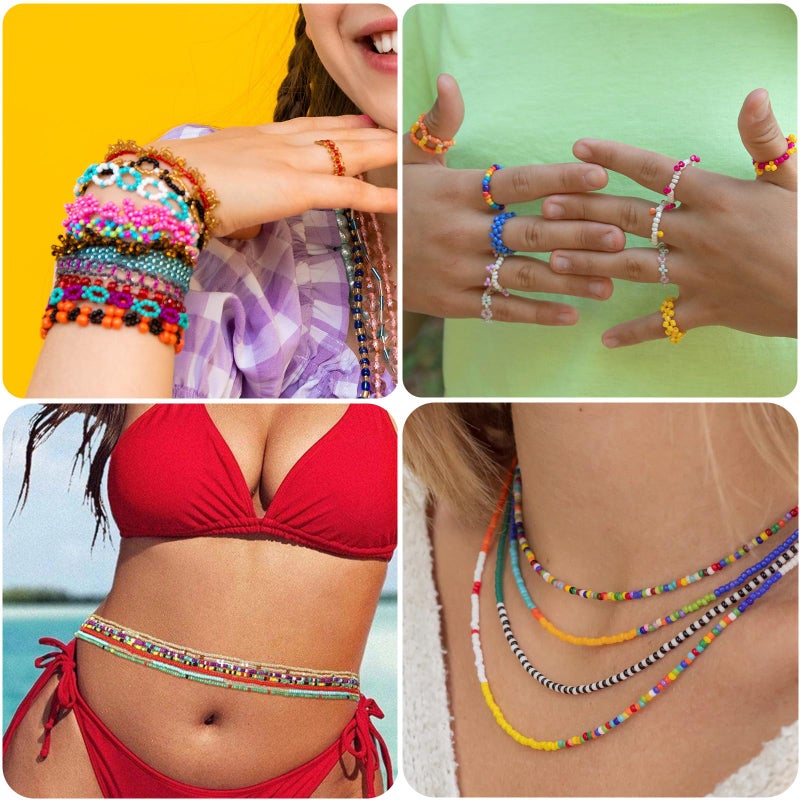 Funtopia 3mm Seed Beads, 39 Colors Glass Seed Beads for Jewelry Making, 9600pcs 5 Types Small Beads for Bracelets, Friendship Bracelet Beads for Girls Adults - Image 2