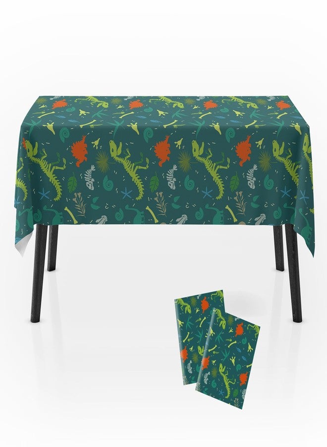 Zharkoo 2Pack Dinosaur Table Cover, 54" x108" Dino Theme Tablecloth for Kids Birthday, Disposable Plastic Table Cloth for Boy’s Dino Party Decorations, Jurassic Party Supplies - Image 1
