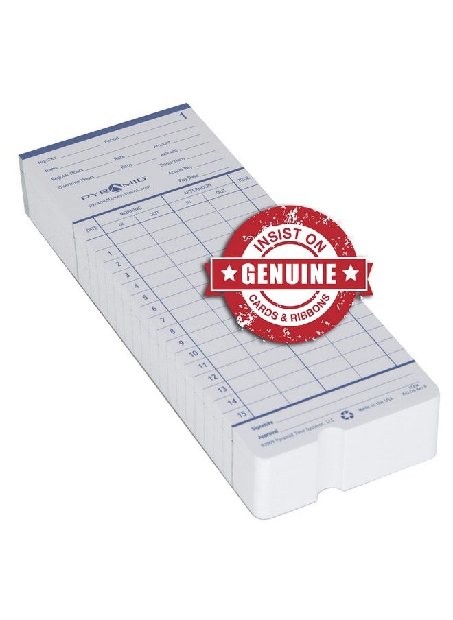 Pyramid Time Systems 42426 Genuine And Authentic Double Sided Time Cards Built Exclusively For 2400 And At2400 Time Clocks (Pack Of 100) Punch Clock Employee Timecards  - Image 1