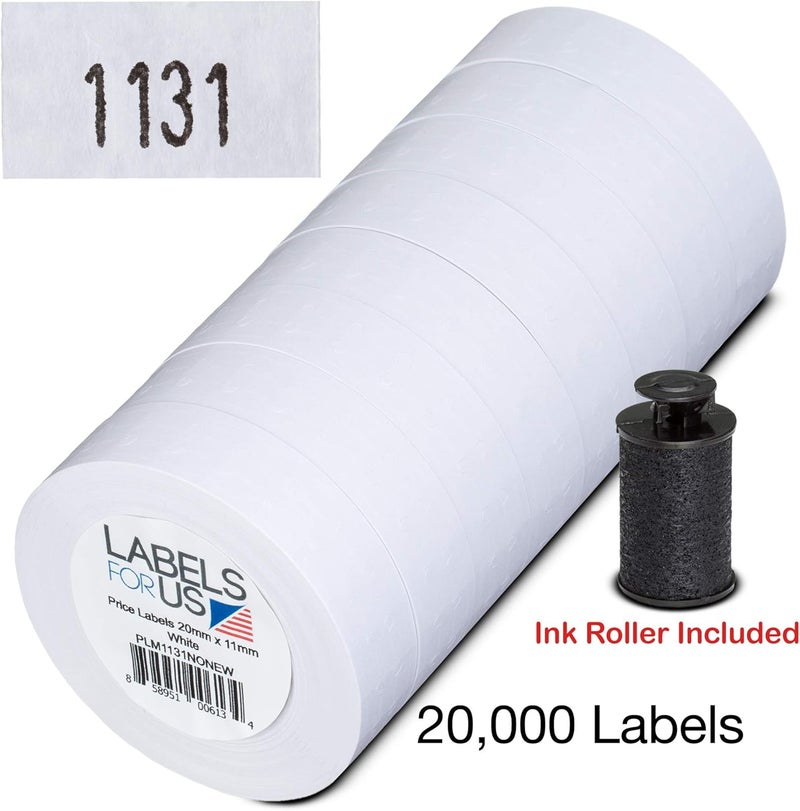 Labels for Us Price Labels for Monarch 1131 Price Gun - White - 20,000 Labels - Pack with 8 Rolls - Ink Roller Included - Image 3
