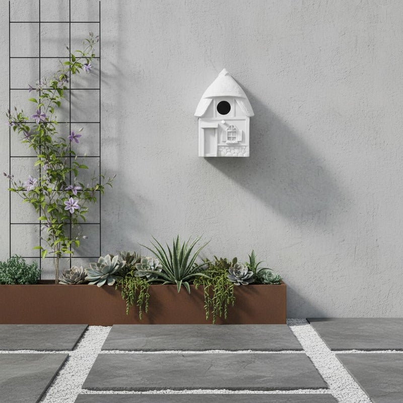 CEDAR ALPHA Bird House for Outside Clearance, Bird House for Outside, Composite Material Wren House, Water Proof Wall Tree Window Multi-moutable for Viewing Inside, 10 Years Performance, White 1.25" Hole - Image 3
