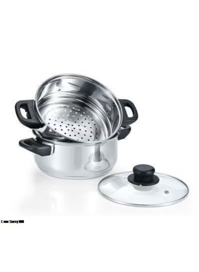 Green Tiger Stainless Steel Steamer Cooker Set of 3 with Glass Lid
