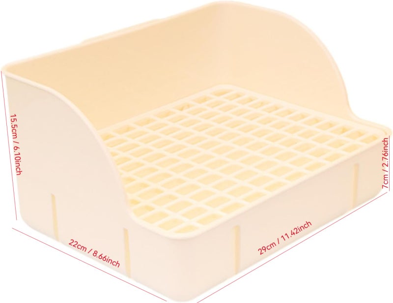 Rabbit Litter Tray: Off-white Heightened Chassis Design - Narrow Bottom Net Structure Pet Toilet for Indoor Rabbit Hutch Cage Use - Image 5