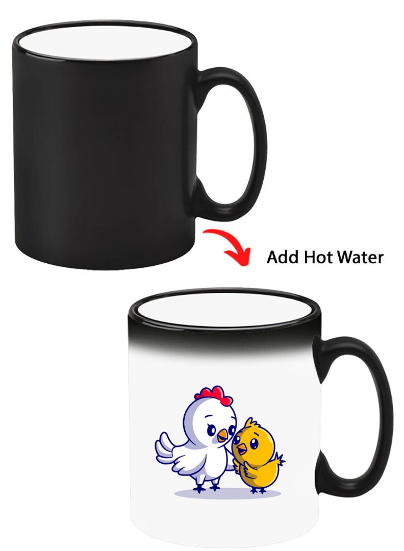 Theodor Color Changing Heat Sensitive Ceramic Mug, Image Revealed When HOT Liquid is Added! Chicken & Hen - Image 1