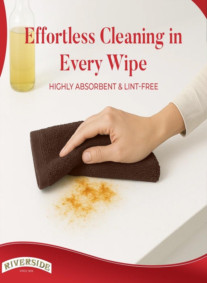 RIVERSIDE Bar Mop Towels Pack of 12, 16x19 Inches, 100% Ring Spun Cotton Terry Cloth Kitchen Towel, Highly Absorbent & Reusable Multipurpose Cleaning Rags for Bathroom, Hotel, Restaurant, Brown - Image 4