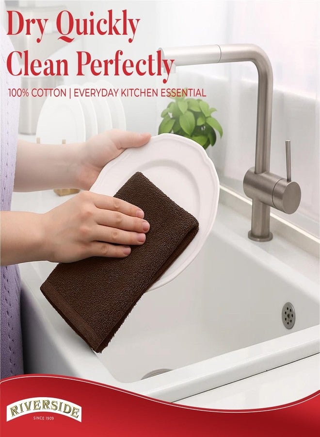 RIVERSIDE Bar Mop Towels Pack of 12, 16x19 Inches, 100% Ring Spun Cotton Terry Cloth Kitchen Towel, Highly Absorbent & Reusable Multipurpose Cleaning Rags for Bathroom, Hotel, Restaurant, Brown - Image 5