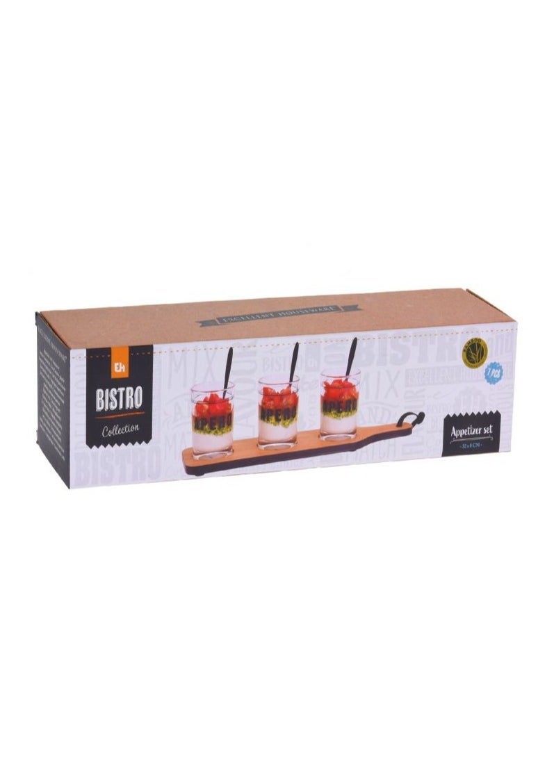 Koopman Wooden Serving Board with 3 Glasses Set for Drinks, Appetizers, Starters,  - Image 2