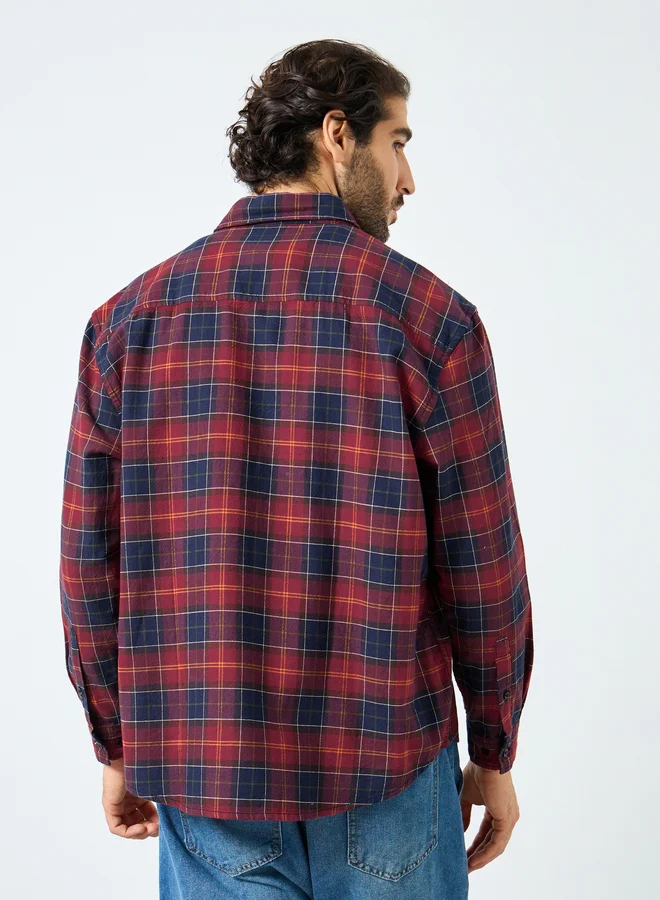 ستايلي Styli Men Relaxed Fit Checked Oxford Shirt