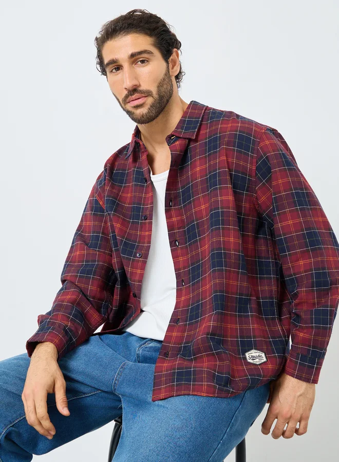 Styli Styli Men Relaxed Fit Checked Oxford Shirt