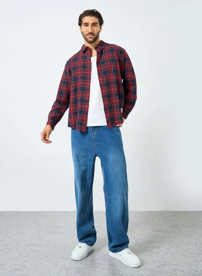 Styli Styli Men Relaxed Fit Checked Oxford Shirt