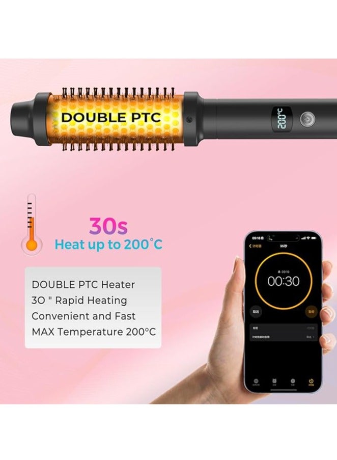 general Hot Curling Brush, 3-in-1 Round Brush, Dual PTC 30S, Fast Heating, Dual Voltage, Perfect for Travel, Straightening, Curling, Hot Brush Styling Hairstyles (Black) - Image 4