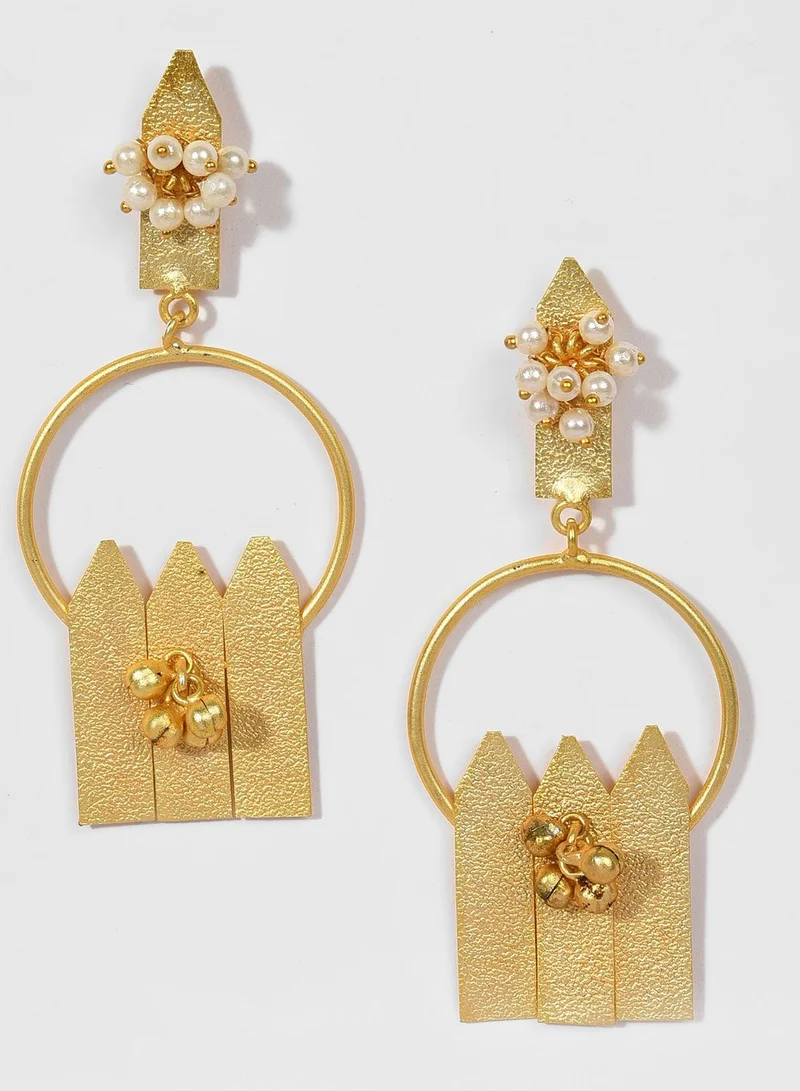 SOHI Gold Plated Pearls Necklace and Earrings Set