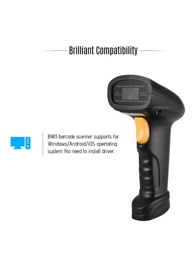 NIBEMINENT BW3 Wireless and USB Wired 1D Barcode Scanner Black/Beige  - Image 3