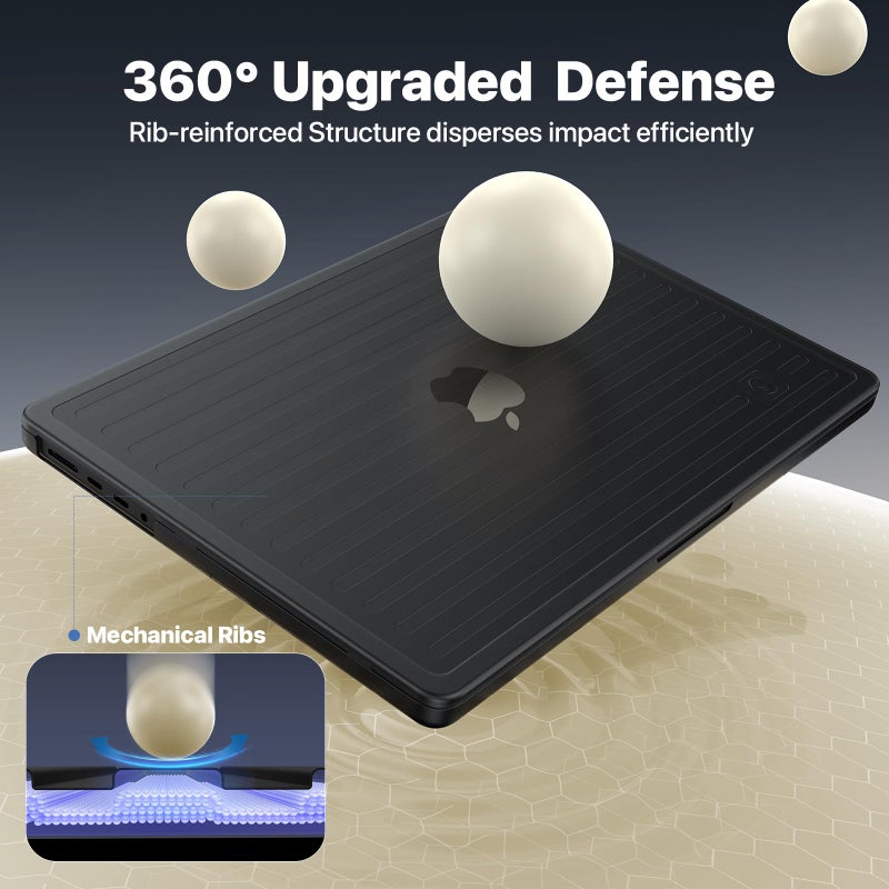 Soonjet TravelArmor for MacBook Pro 14 inch Case | M5 M4 M3 M2 M1 Pro/Max 2026 2025-2021 | Anti-Crack Tech | Ribbed Structure | Hard Shell Laptop Cover | Space Black Clear - Image 2