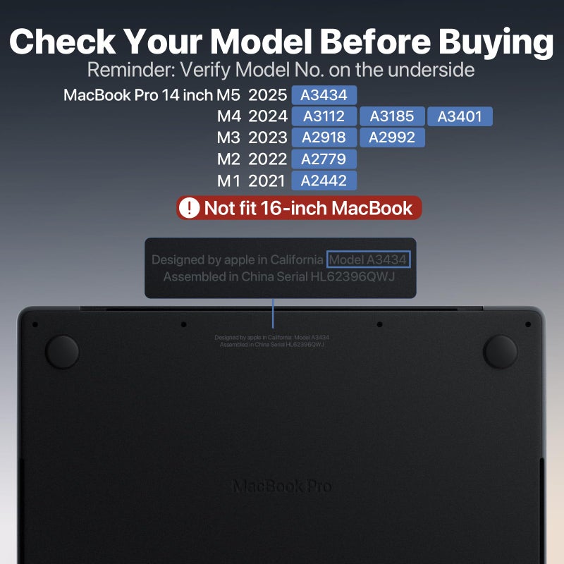 Soonjet TravelArmor for MacBook Pro 14 inch Case | M5 M4 M3 M2 M1 Pro/Max 2026 2025-2021 | Anti-Crack Tech | Ribbed Structure | Hard Shell Laptop Cover | Space Black Clear - Image 5