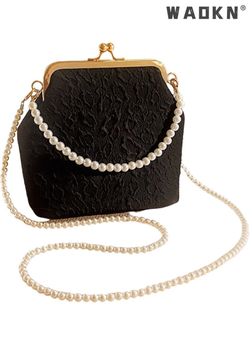 دبليو أيه أو كي أن جديد سيدة لؤلؤة حزام الكتف حقيبة يد ، حقيبة الهاتف الخليوي حقيبة يد ، حقيبة يد ، سلسلة متعددة الوظائف حقيبة يد مناسبة لأنّ حزب وليمة - Image 1