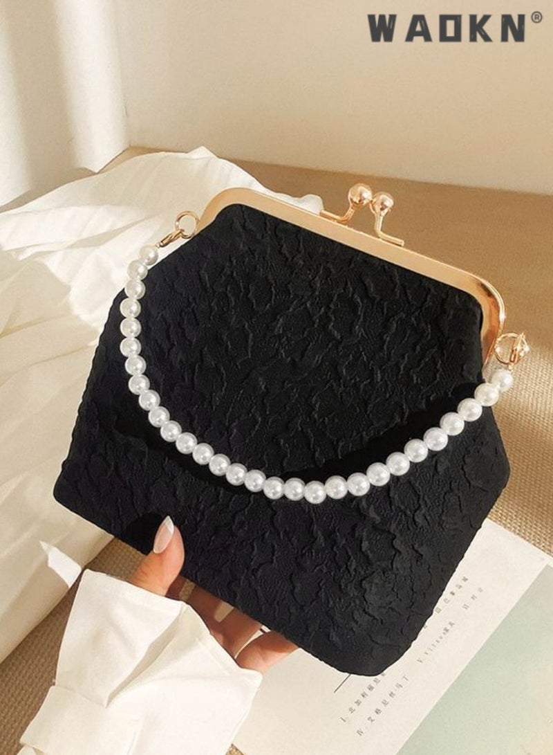 دبليو أيه أو كي أن جديد سيدة لؤلؤة حزام الكتف حقيبة يد ، حقيبة الهاتف الخليوي حقيبة يد ، حقيبة يد ، سلسلة متعددة الوظائف حقيبة يد مناسبة لأنّ حزب وليمة - Image 2