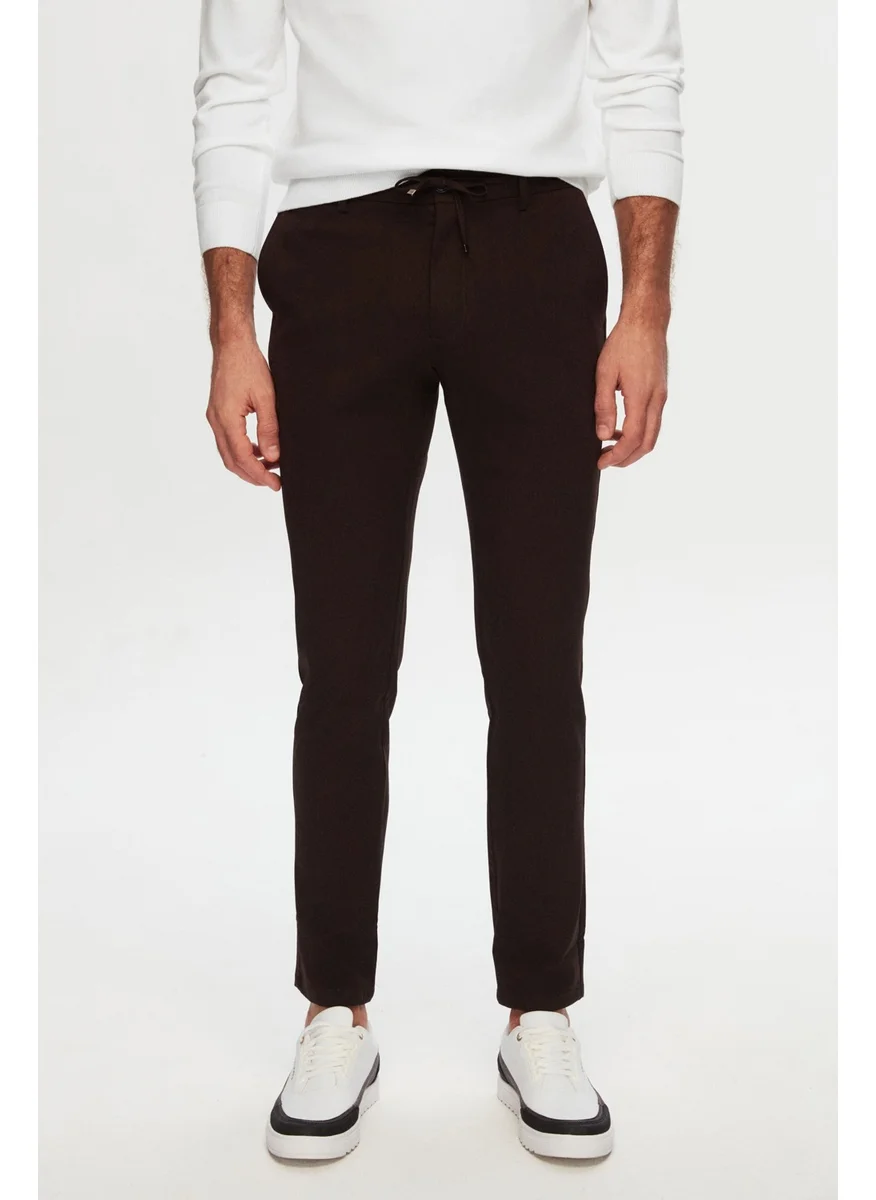 D'S DAMAT Slim Fit Brown Elastic Waist Laced Zippered Lycra Comfortable Jogger Pants 2HC03ORTJGR01