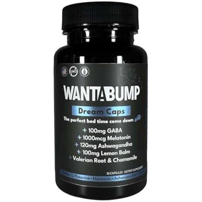 Want A Bump Dream Caps Relax and Unwind | Melatonin | L-Theanine | Ashwagandha | Valerian Root & Chamomile | Helps Aid in Natural Relaxation | USA Made - Image 1