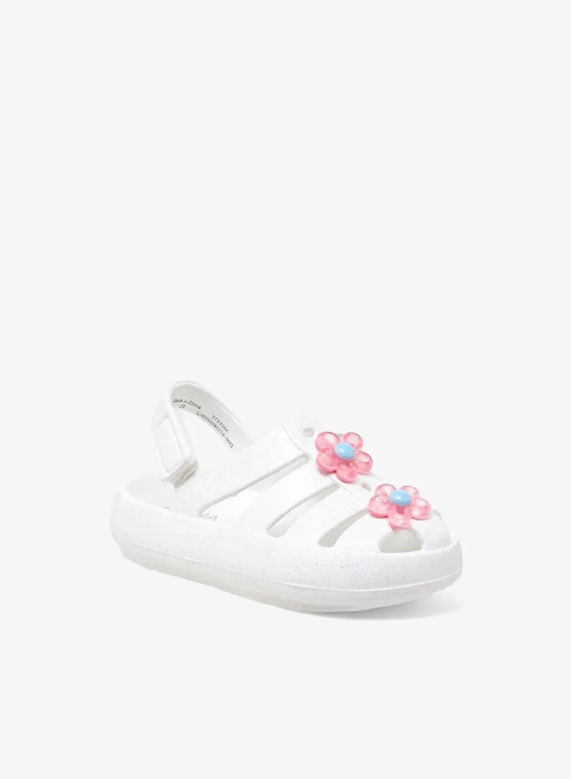 Aqua Girls Floral Accent Hook and Loop Strap Sandals