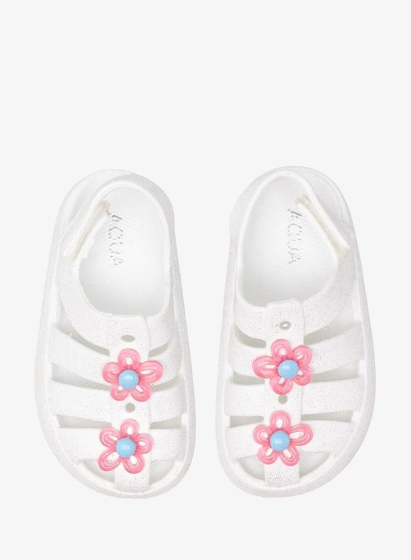 Aqua Girls Floral Accent Hook and Loop Strap Sandals - Image 1